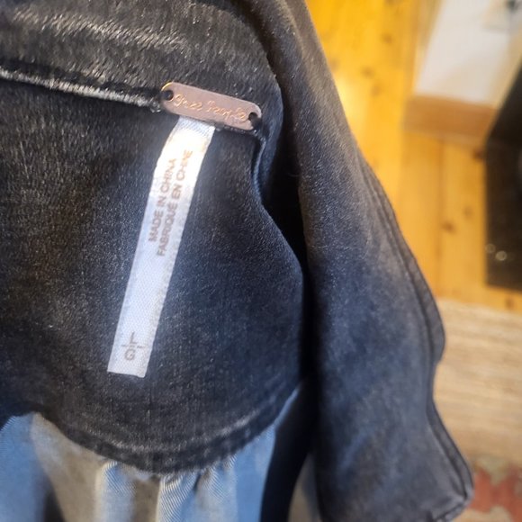 Free People Boho Distressed Black Denim Dress Size L - Picture 6 of 6